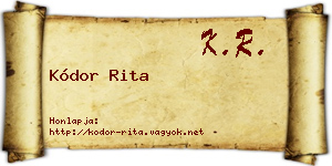 Kódor Rita névjegykártya