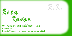 rita kodor business card